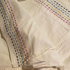 Pottery Barn Kids White Bedding Sheets with Multicolor Stitching
